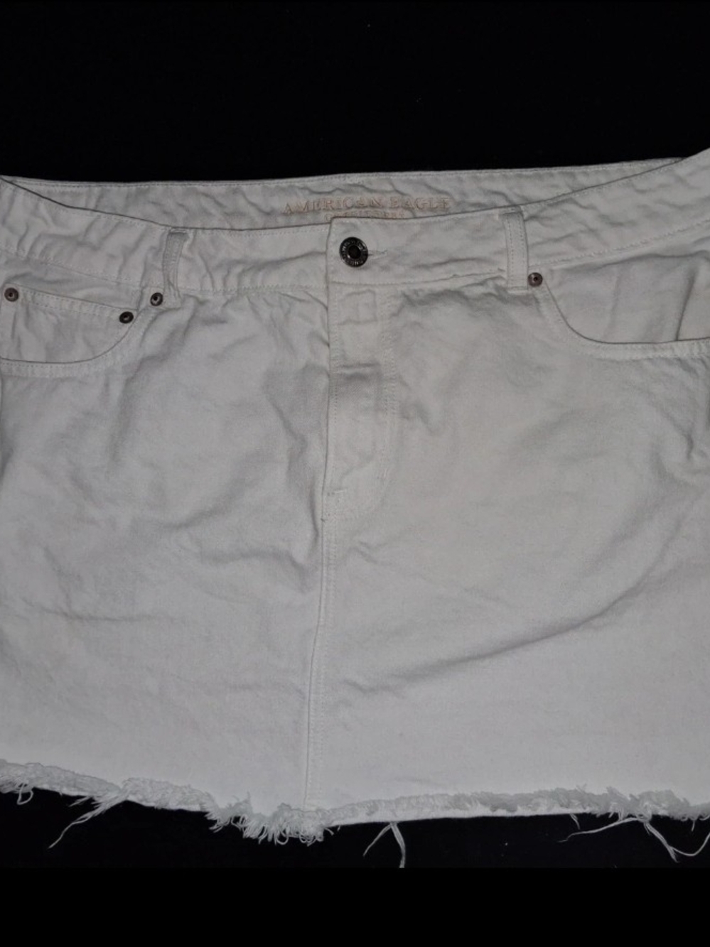 American Eagle Outfitters White Frayed Denim Skirt Size 20
